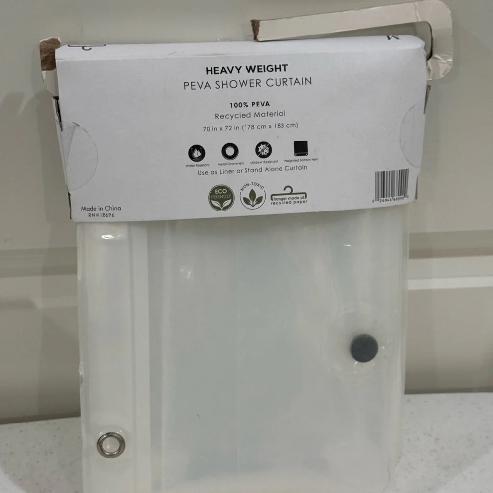 NEW Madison Studio Heavyweight Clear PEVA Shower Curtain ~ 70in x 72in